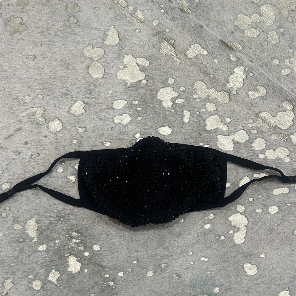 Elegant Black Beaded Face Mask